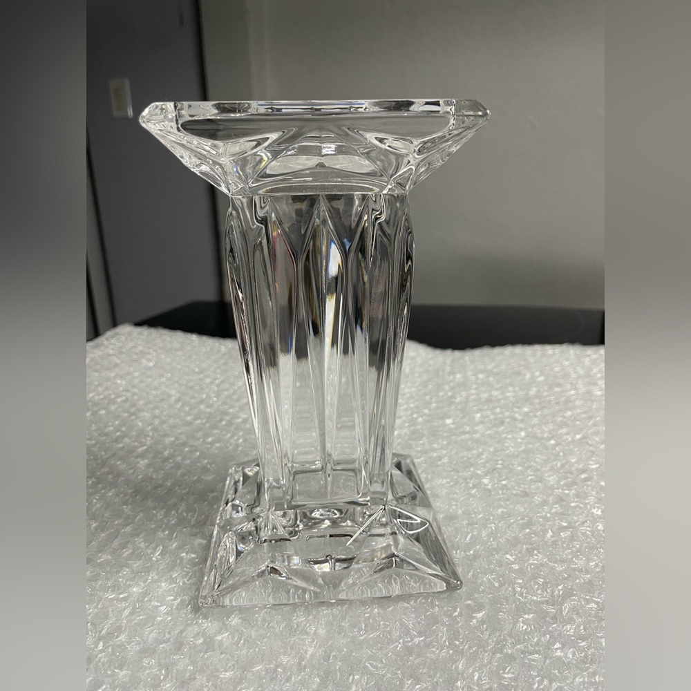 PartyLite Quad Prism Lead Crystal Pedestal  Candle Holder Vase